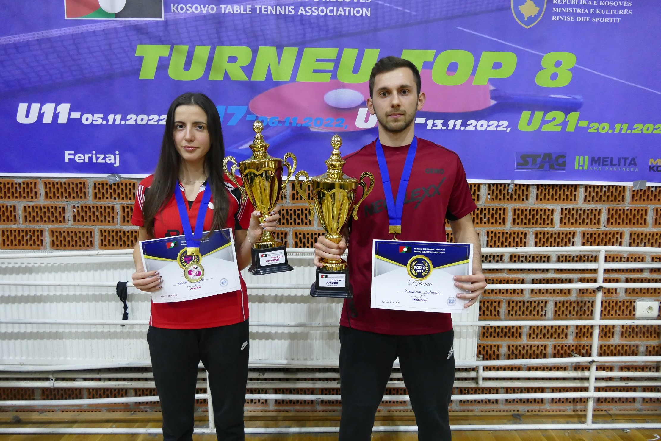 Kreshnik Mahmuti dhe Lenë Osmani fitues të turneut TOP 8 U21
