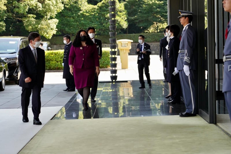 Presidentja Osmani pritet nga Perandori i Japonisë, Naruhito