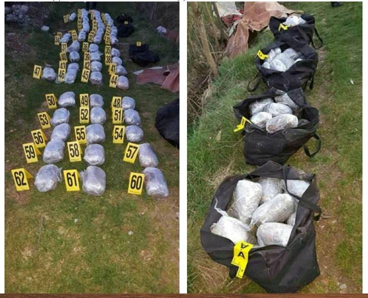 Policia në dy raste konfiskon mbi 66 kg substanca narkotike  
