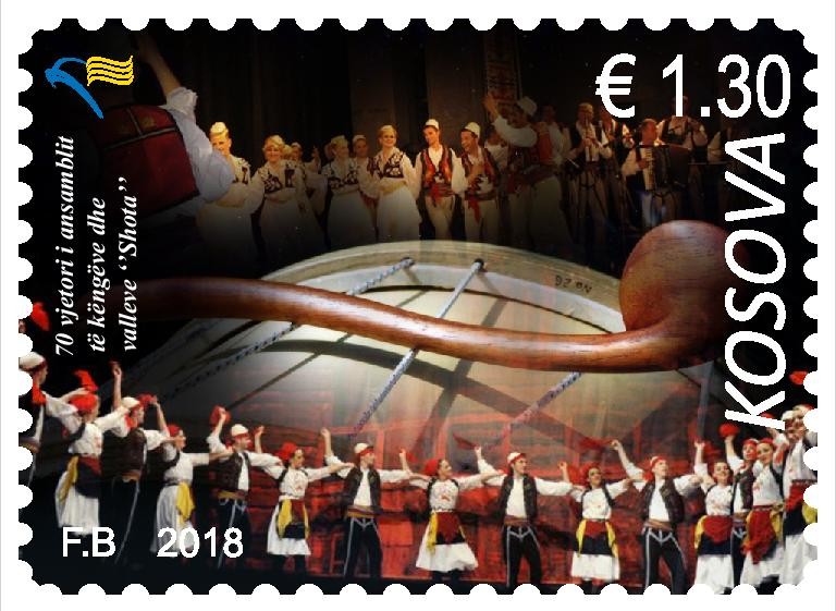 70 vjetori i ansamblit të këngëve dhe valleve “Shota” në pulla postare 