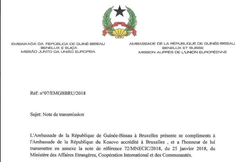 Guinea-Bissau dërgon notën verbale të ri-konfirmimit të njohjes së Kosovës  