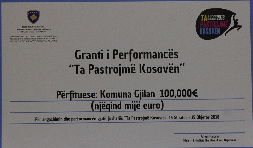 Gjilani fiton grantin për performancë në mjedis në vlerë prej 100 mijë euroâ€‹