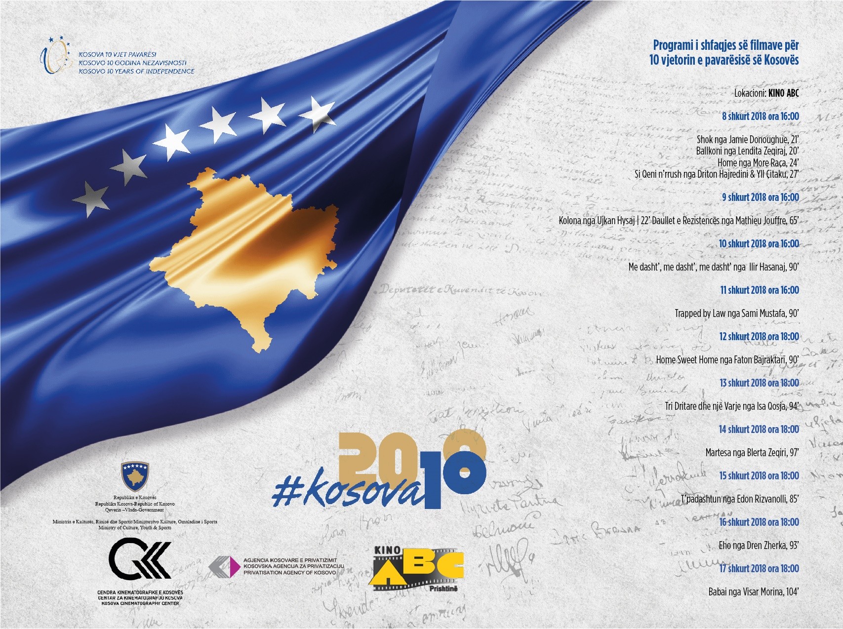 14 filma kosovarë do të shfaqen në Kino ABC për 10 vjetorin e Pavarësisë 